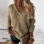 Plus Size V-Neck Dropped Shoulder Sweater (0XL–3XL)