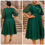 Elegant A-Line Midi Mesh Dress