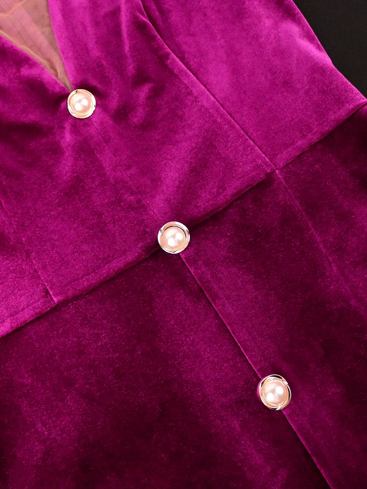 Elegant Purple Velvet Bodycon Dress - Image 6