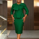 Elegant Jacquard Peplum Dress