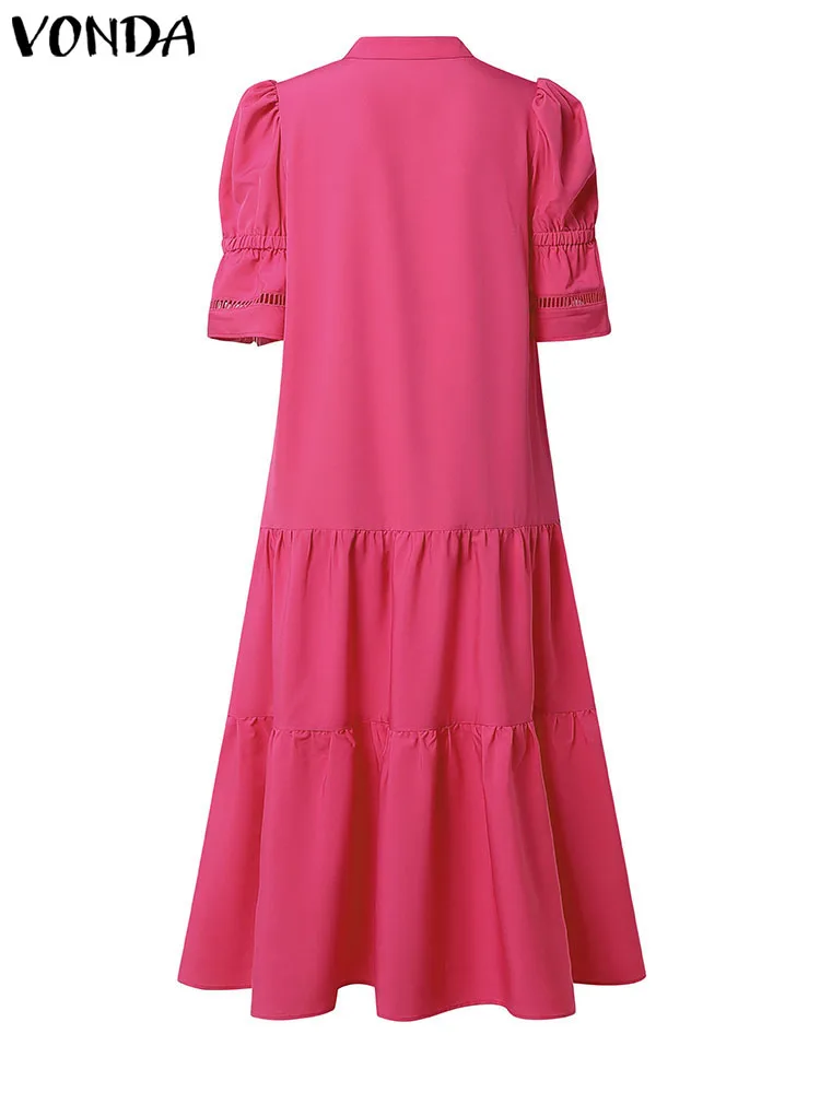 VONDA Plus Size Ruffled Lace-Up Sundress – Elegant Party Dress - Image 3