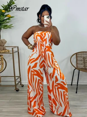 Wmstar Women’s Off-Shoulder Open Back Bandage Jumpsuit