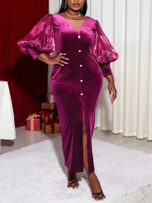 Elegant Purple Velvet Bodycon Dress