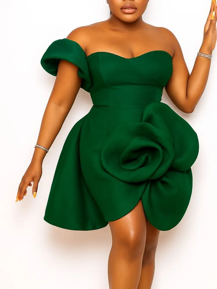Sexy 3D Flower Off-Shoulder Tube Mini Dress – Party & Evening - Image 6