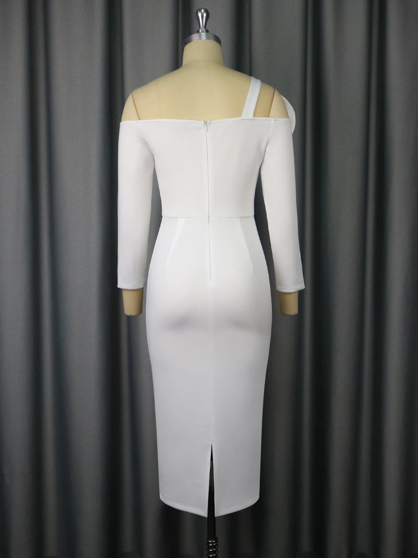 Elegant Off-Shoulder Midi Dress with 3D Flowers - Image 5