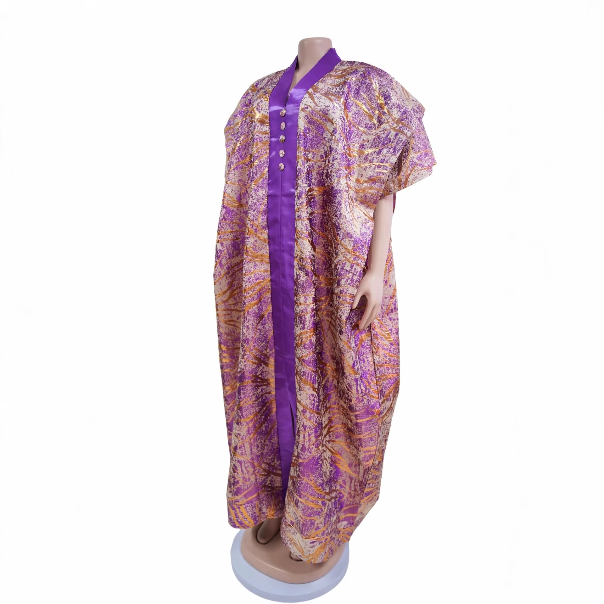 African Jacquard BuBu Patchwork Kaftan Dress - Image 2