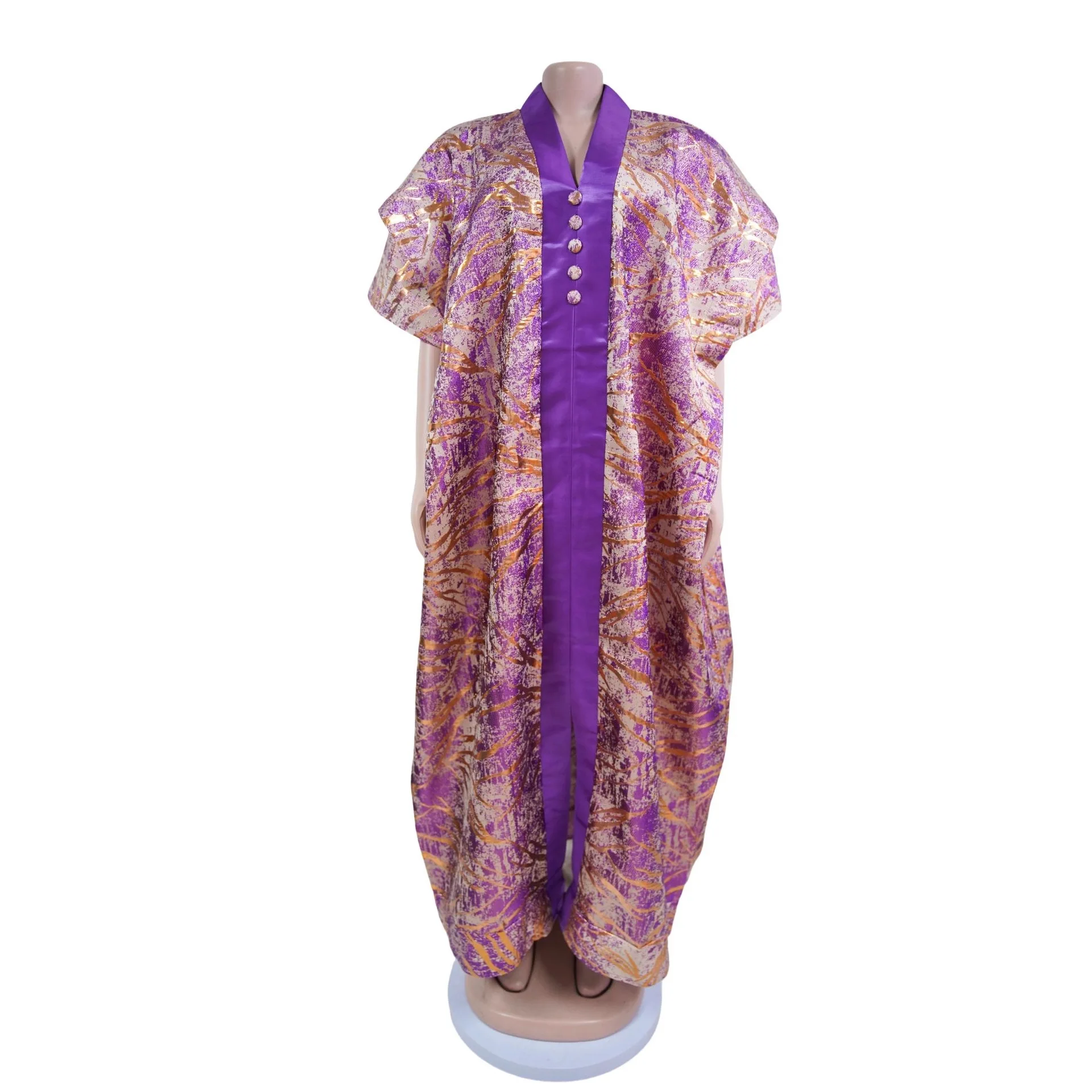 African Jacquard BuBu Patchwork Kaftan Dress - Image 3