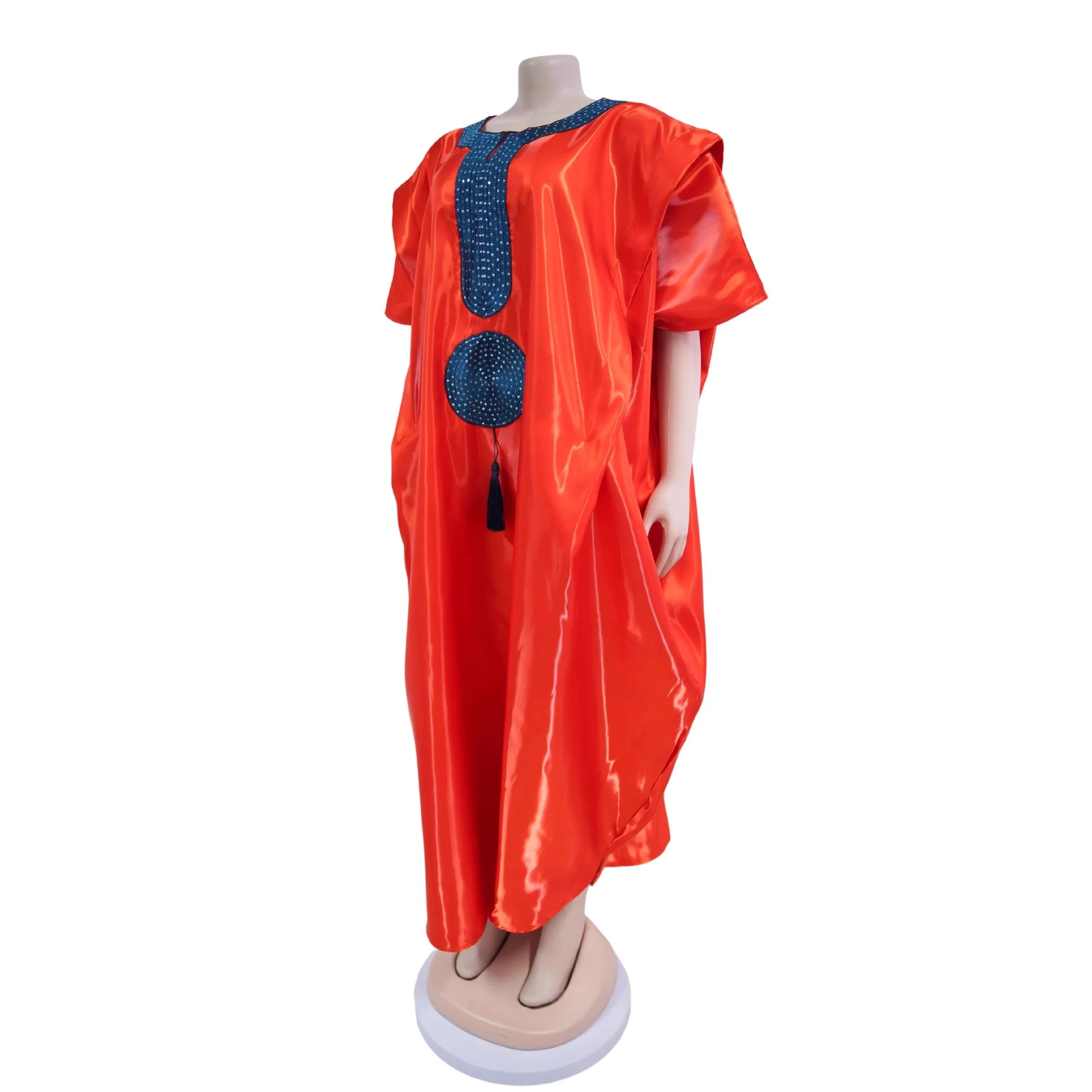Women’s Sequined African Boubou Kaftan Dress with Patchwork & O-Neck - Image 4
