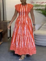 Elegant African Print A-Line Sleeveless Dress