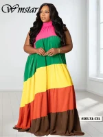 Plus Size Printed Bandage Maxi Dress – Loose & Elegant 2024