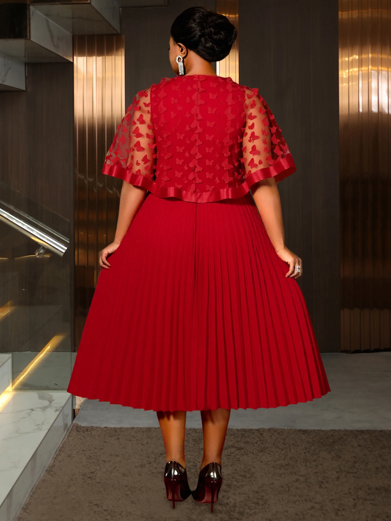 Women’s Sheer Cape Butterfly Dress - Image 2