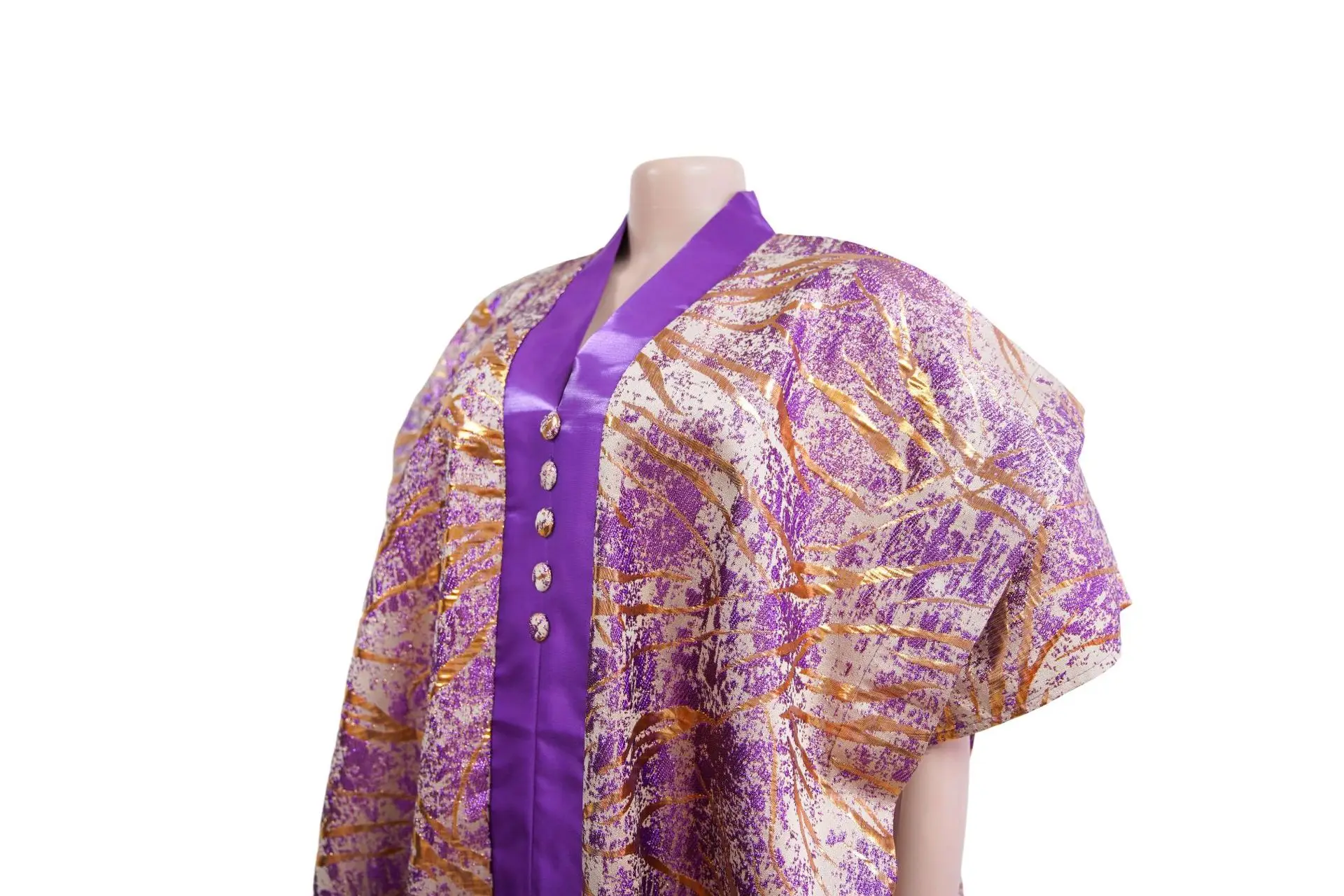 African Jacquard BuBu Patchwork Kaftan Dress - Image 5