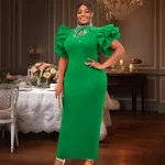 Elegant Mock Neck Beaded Party Dress