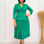 Women’s Belted Peplum Church Dress