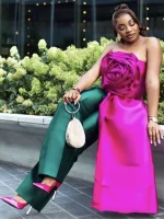 3D Flower Tube Top Jumpsuit – Color Block Party Dress