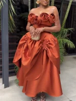 AOMEI 3D Rose Petal Satin Corset Gown