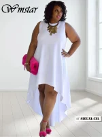 Plus Size V-Neck Loose Maxi Dress – Summer Elegance