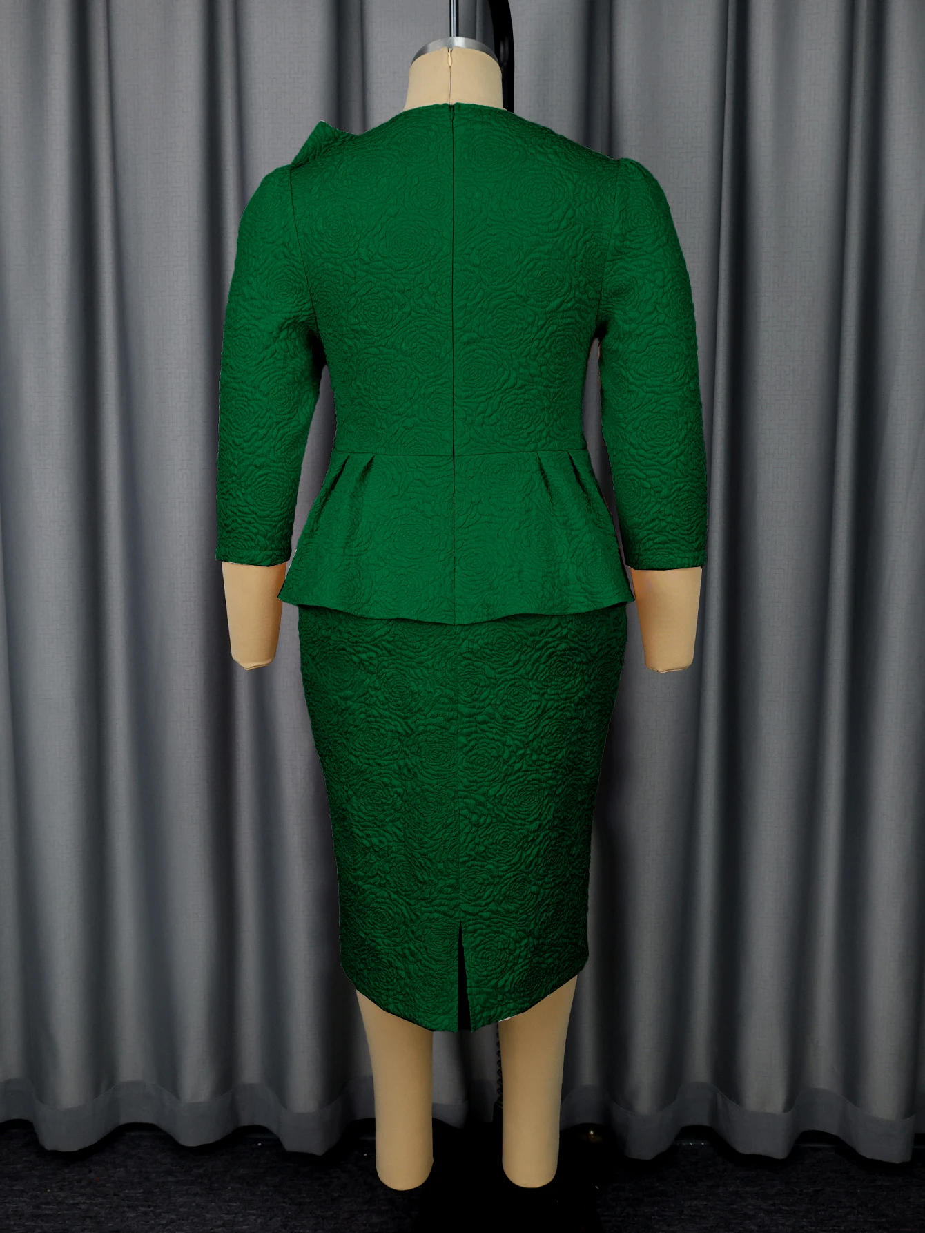 Elegant Jacquard Peplum Dress - Image 5