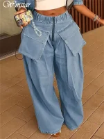 Wmstar Women’s High Waist Boyfriend Cargo Jeans