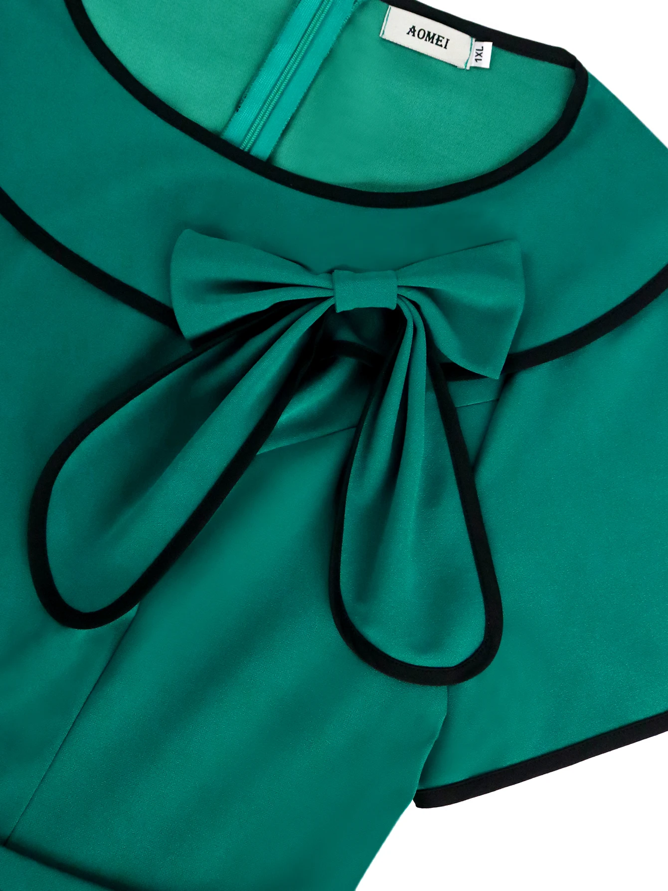Elegant A-Line Midi Dress with Bow & Rhinestone Belt - Image 6