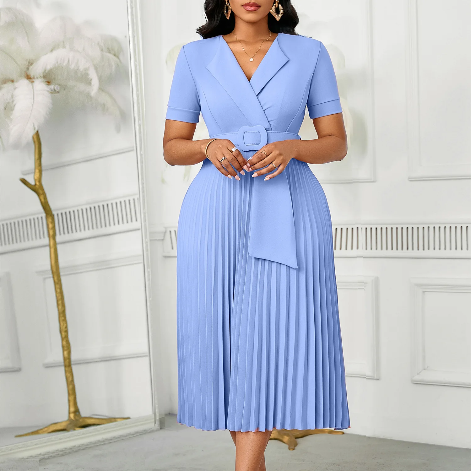 AOMEI Elegant Pleated Church Dress - Image 4
