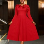 Elegant Red A-Line Dress with 3D Ruffles