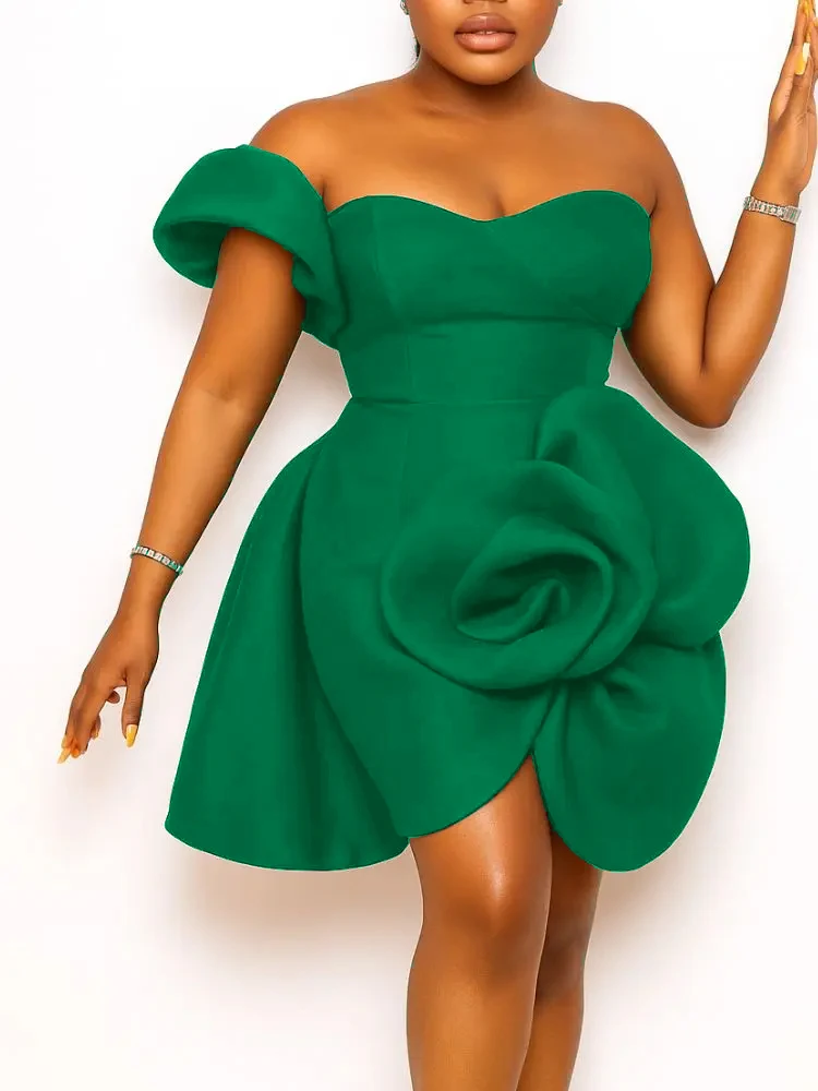 Sexy 3D Flower Off-Shoulder Tube Mini Dress – Party & Evening - Image 4