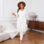 Plus Size Dropped Shoulder Single Breasted Cardigan Coat