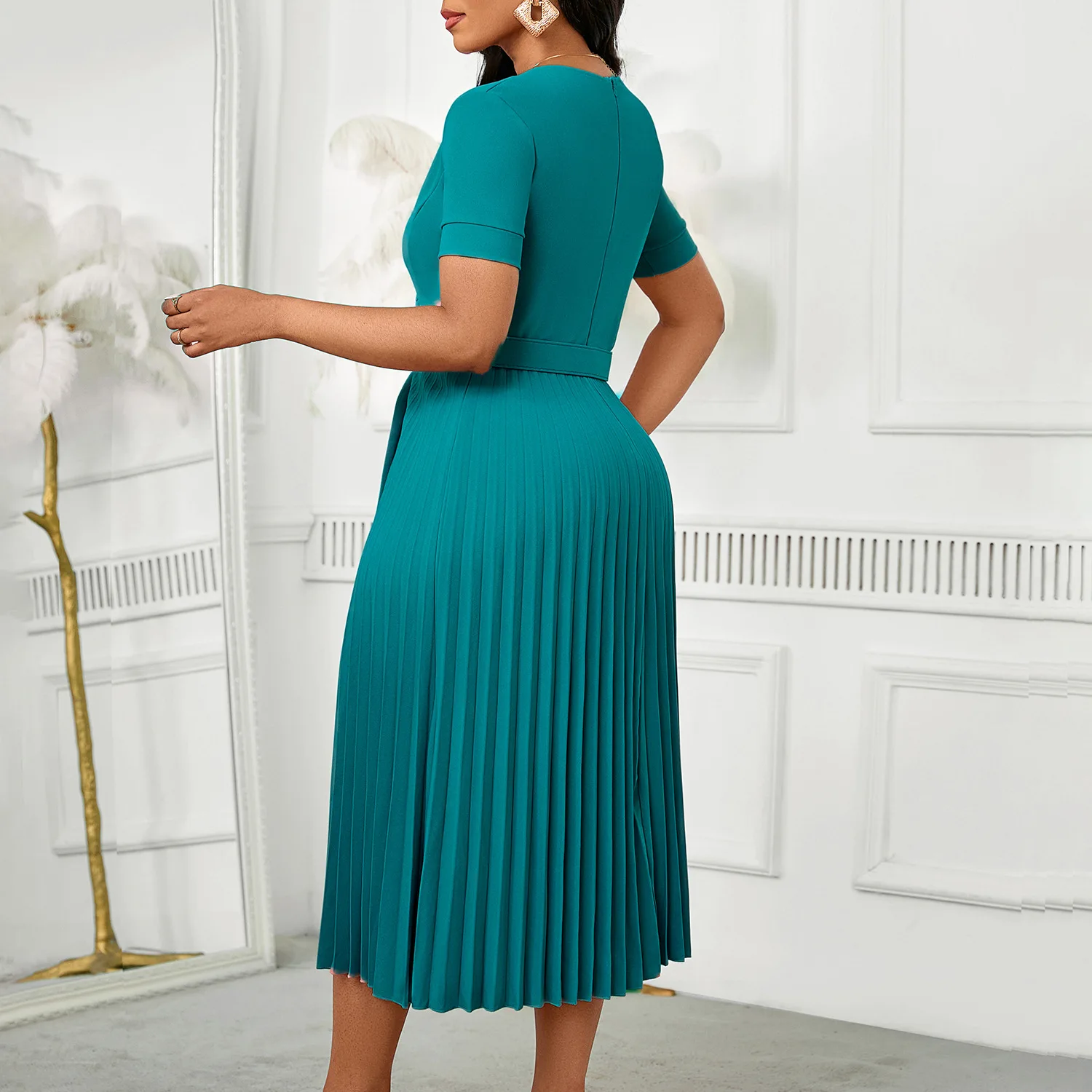 AOMEI Elegant Pleated Church Dress - Image 2