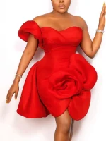 Sexy 3D Flower Off-Shoulder Tube Mini Dress – Party & Evening