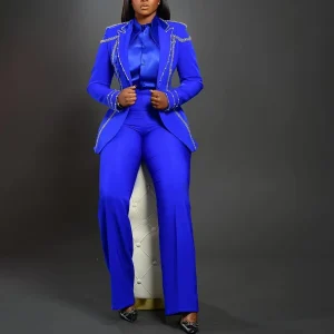 Elegant Women’s Blazer & High Waist Pants Set