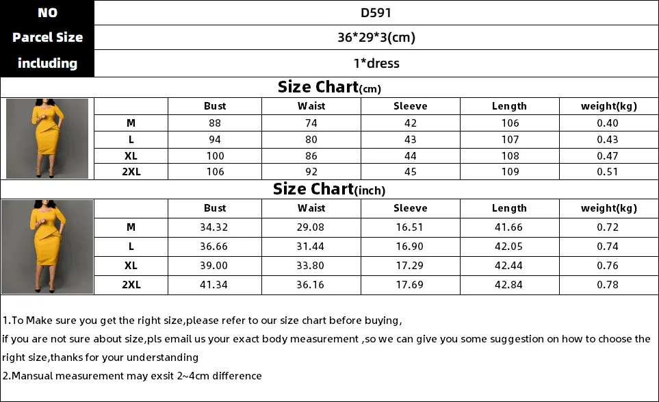 Women’s Elegant Peplum Pencil Dress – Square Collar, 3/4 Sleeves - Image 3