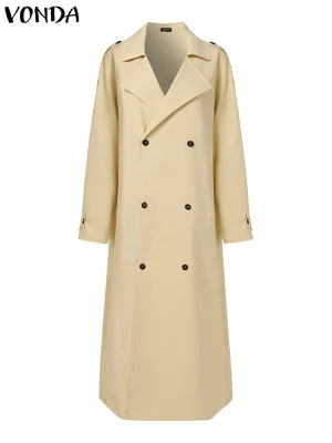2025 Women’s Winter Trench Coat – Double Breasted, Plus Size 5XL