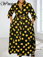 Plus Size Dot Print Maxi Dress with Pockets – Party Style