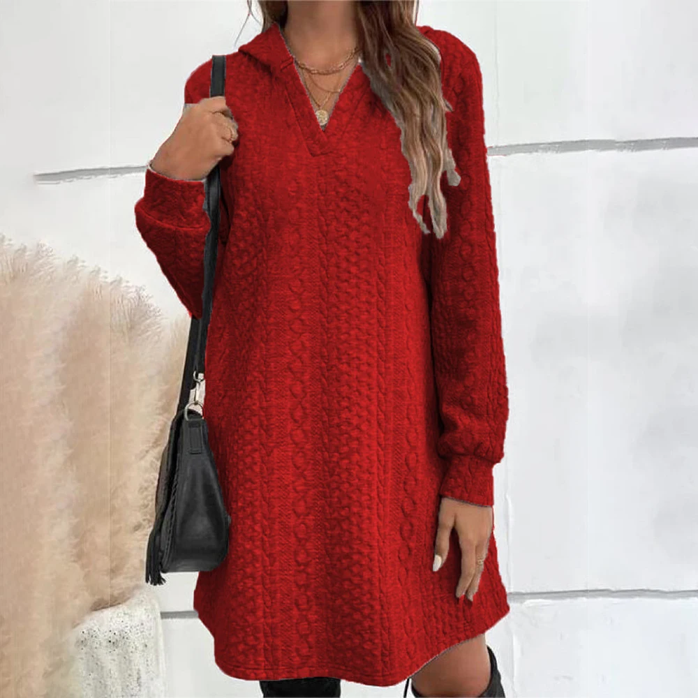 Plus Size Hooded Long Sleeve Sweatshirt Dress (1XL–5XL) - Image 3