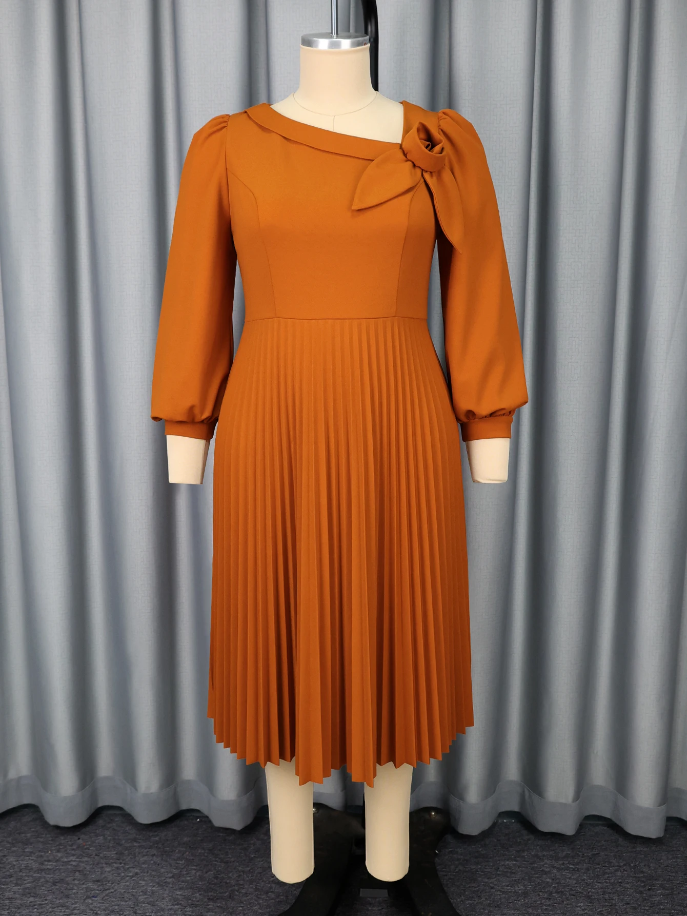 Elegant Brown A-Line Midi Dress - Image 4
