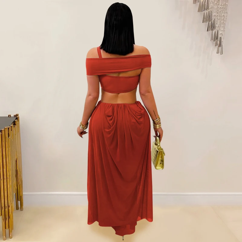 Sexy Women’s Cut-Out Layered Irregular Party Dress – Ruched Clubwear - Image 2
