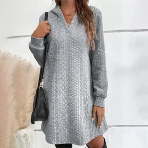 Plus Size Hooded Long Sleeve Sweatshirt Dress (1XL–5XL)