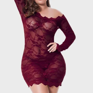Plus Size Lace Bodycon Babydoll Lingerie Set