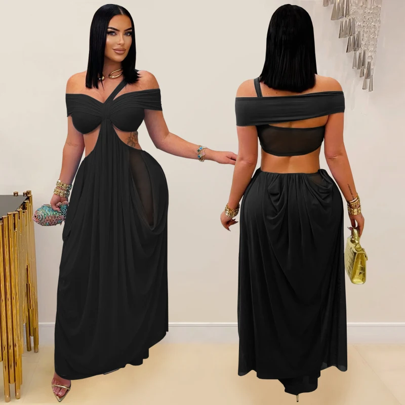 Sexy Women’s Cut-Out Layered Irregular Party Dress – Ruched Clubwear - Image 5