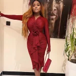 African Fashion Autumn Rose Ruched Long Sleeve Bodycon Dress