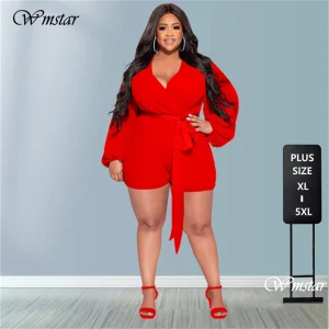 Wmstar Plus Size Mesh Sleeve Chiffon Jumpsuit – Summer Holiday Outfit