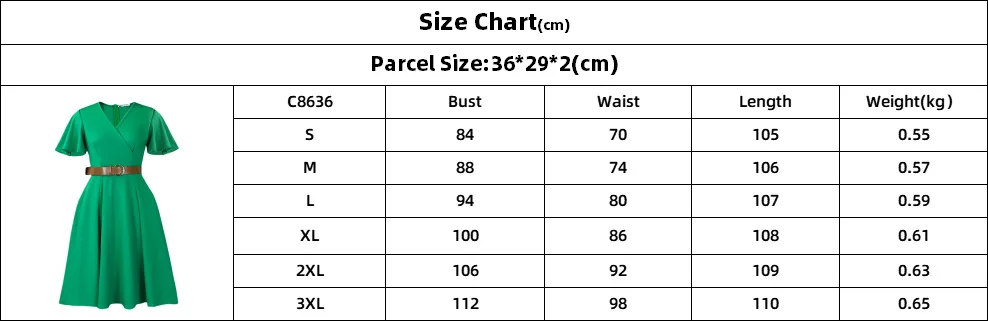 2025 Elegant A-Line Midi Dress – V-Neck, Belted Waist, Flare Sleeves - Image 3