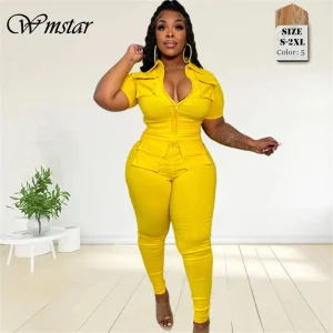 Wmstar Women's Summer V-Neck Zipper Romper