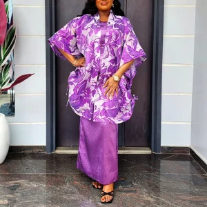 Women’s Elegant Satin Two-Piece Set with Drawstring Blouse