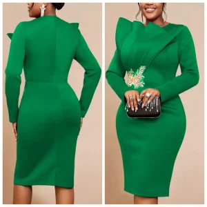 Elegant Bodycon Dress with Ruffles & Appliques