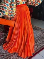 Elegant Pleated A-Line Skirt with Lace-Up Waist