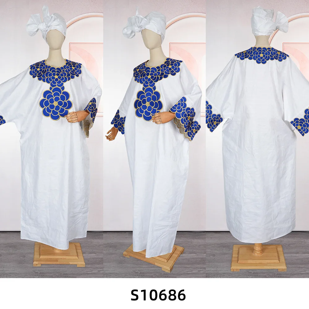 Women’s Embroidered Bubu Kaftan Dress with Petal Sleeves - Image 2