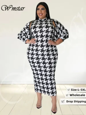 Wmstar Plus Size Two-Piece Maxi Dress & Outerwear Set – Sexy Fall Outfit