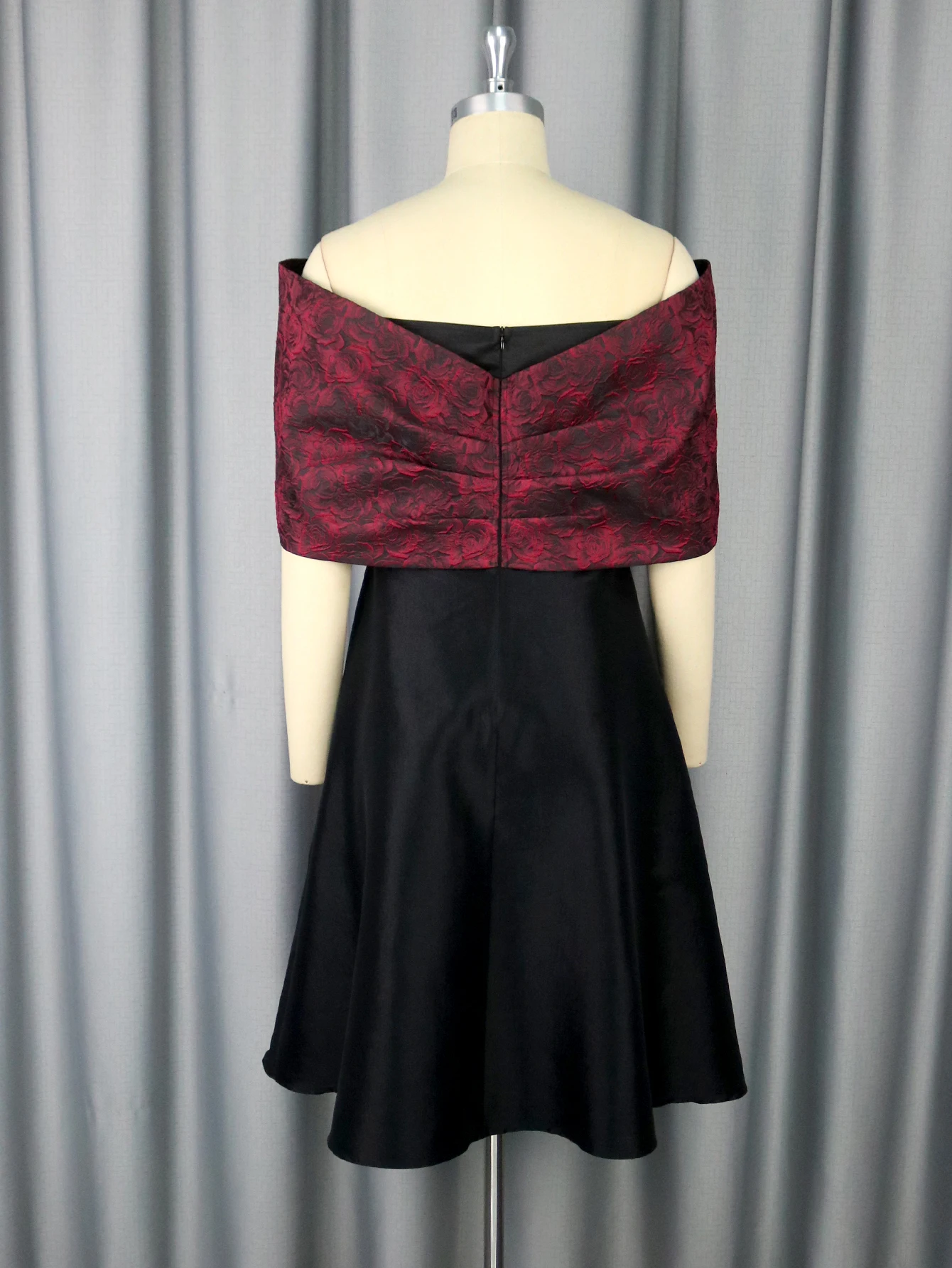 Women’s Off-Shoulder A-Line Jacquard Party Dress with Bow – Evening & Wedding - Image 5